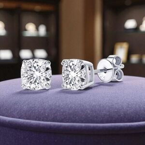 2 CTW Moissanite Diamond Cushion Cut Stud Earrings Anniversary Wedding Birthday